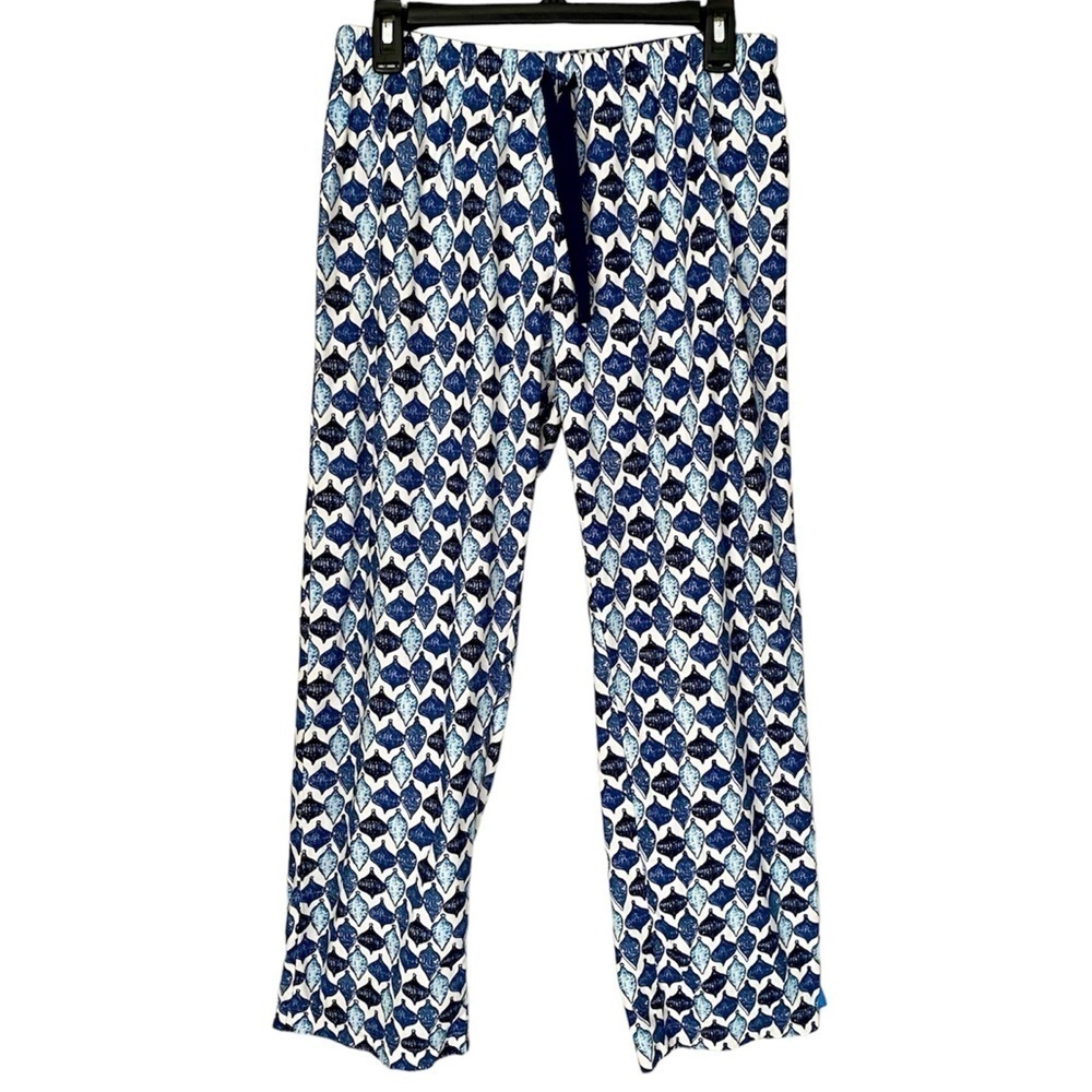 NAUTICA Lounge Pants Soft Lightweight Holiday Ornaments Blue White Women M NWOT